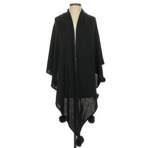 Lenny New York Women's Shrug with Faux Fur Pom Poms in Black
